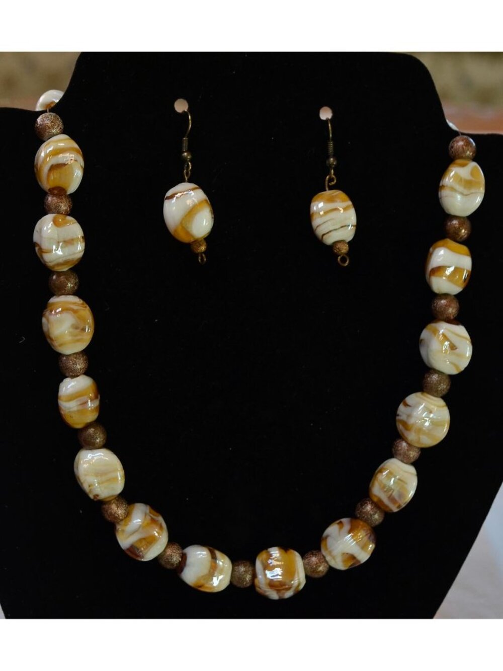 Caramel Swirl Necklace Set Handmade